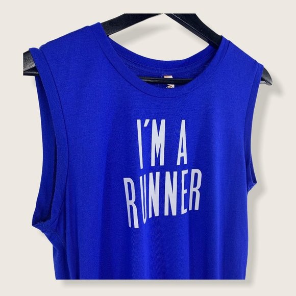 Lucy Runner Blue Sleeveless Muscle Tee Medium - Picture 2 of 11